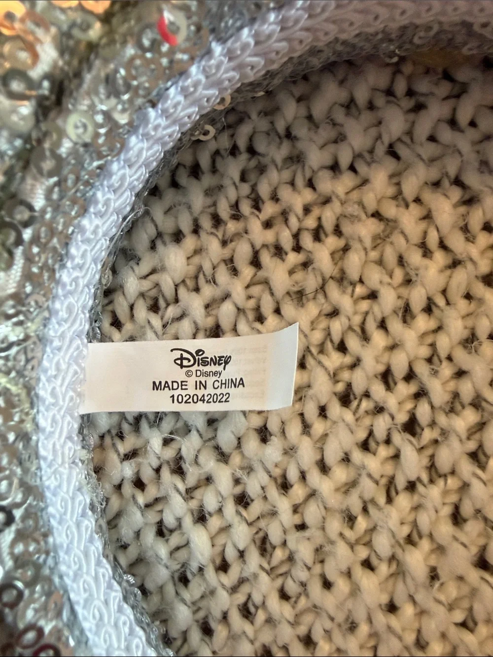 Disney Silver Sequin Minnie Ear Headband with Light Blue Bow kids size
